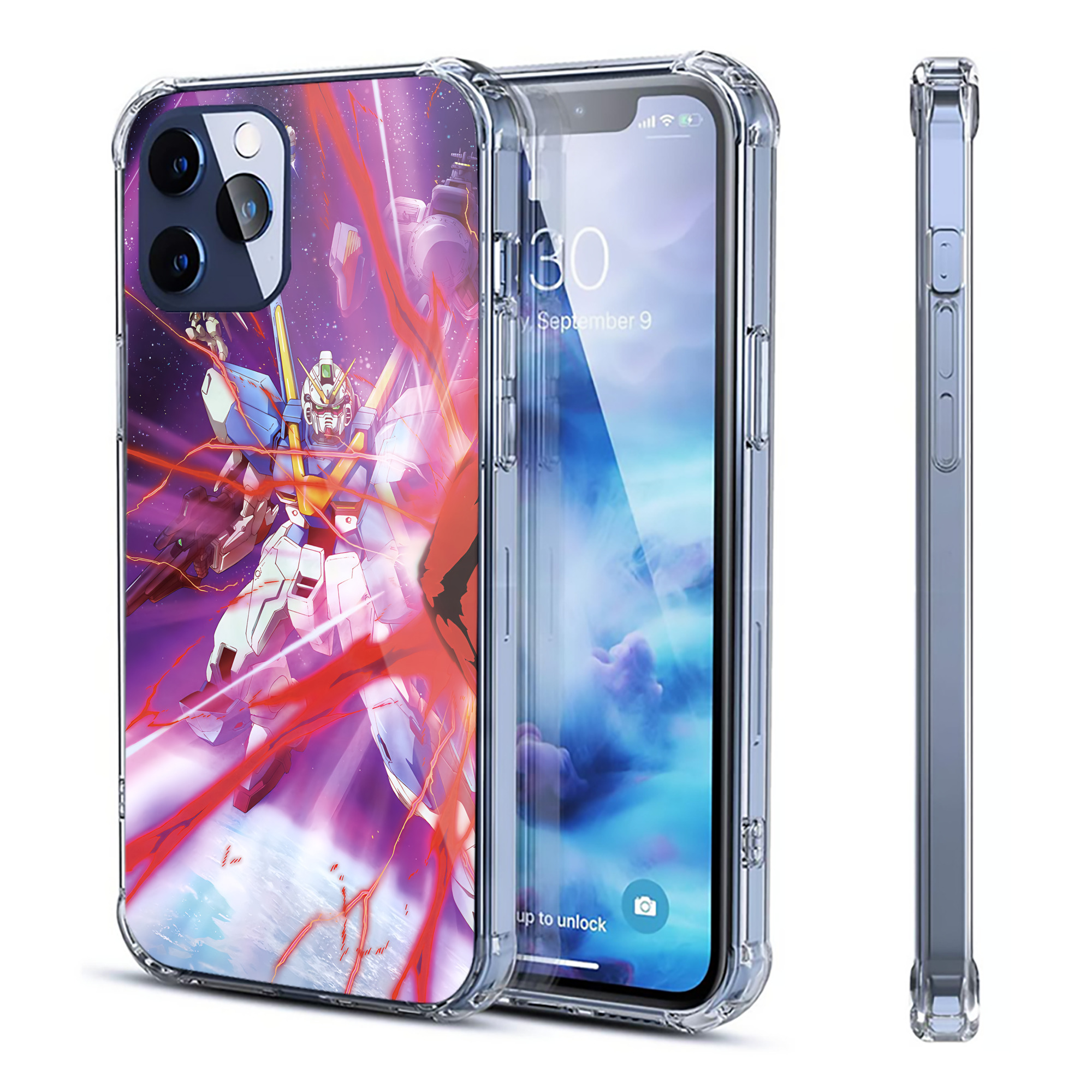 （画像用） 機動戦士ガンダム Mobile Suit Gundam 【iPhone 12シリーズ対応】透明スマホケース（クリアソフトケース）
